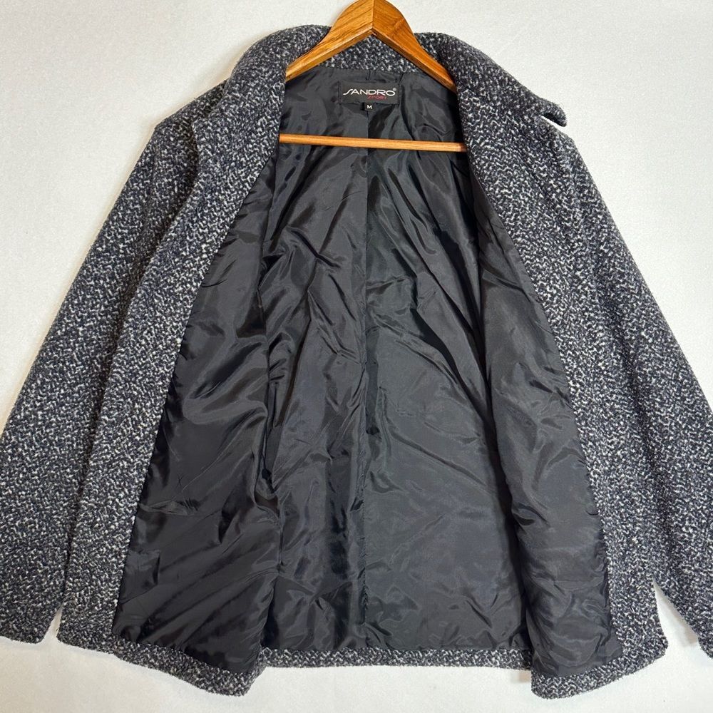 Sandro Button Up Grey Boucle’ Jacket Blazer Coat Womens Small - Picture 4 of 12